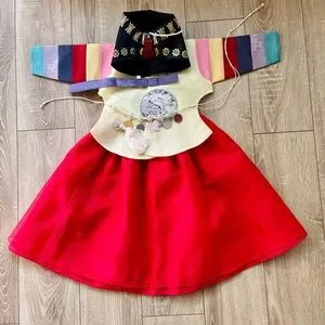 korean first birthday dress Children's Pink Dress Korean Style Princess Dress Birthday Performance Dress